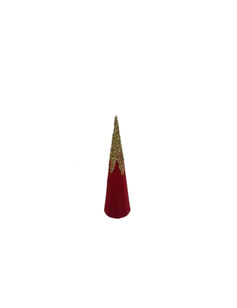 40cmh Red Velvet Gold Glitter Cone Tree Christmas Affordable