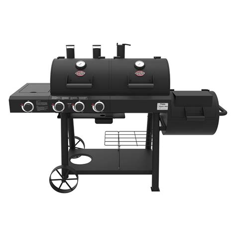 Char Griller Texas Trio 3 Burner Dual Fuel Grill With Smoker In Black