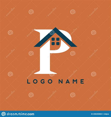 White Blue P Initial Letter With House Sign For Real Estate Logo