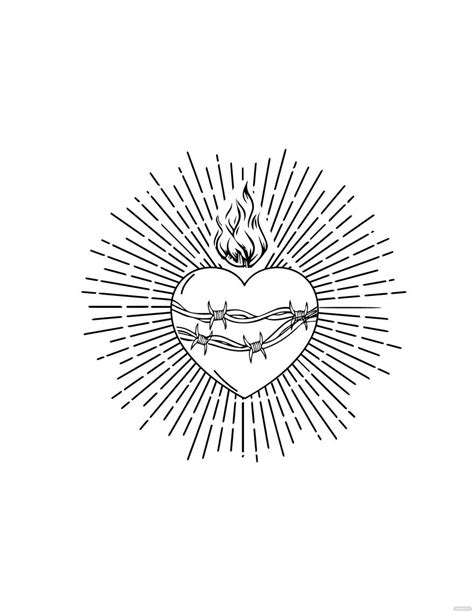 Realistic Sacred Heart Drawing In Illustrator Pdf  Eps Svg Png