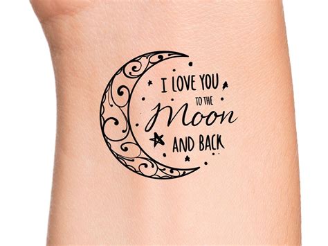 I Love You To The Moon And Back Temporary Tattoocrescent Moon Tattoo