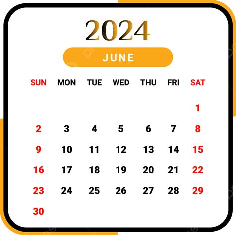 Gambar Kalendar Bulan Jun 2024 Dengan Gaya Unik Hitam Dan Kuning