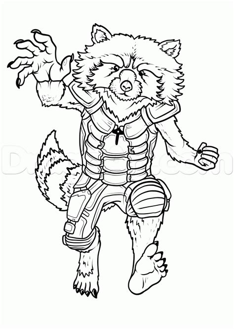 Rocket, an expert marksman print and color this free how about to print and color this amazing free guardians coloring sheet? how-to-draw-rocket-raccoon-guardians-of-the-galaxy-step-21 ...