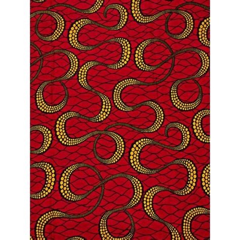 African Traditional Real Wax Yellow Ribbon Red Fabric 6 Yards Wedding