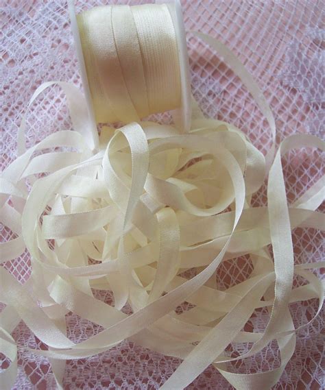 Pure Silk Ribbon Mm Inch Wide Yd Spool Ivory Color Etsy