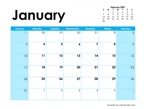 2021 Blank Calendar Colorful Design Free Printable Templates
