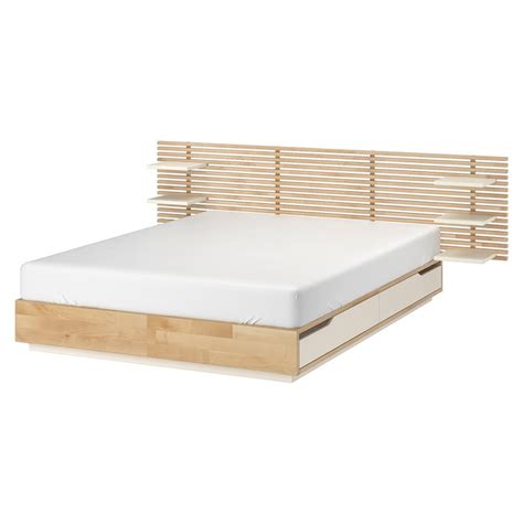 Mandal Bed Frame With Headboard Birchwhite 160x202 Cm Ikea Spain