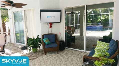 Skyvue Tv Adds The Final Touch To This Lounge Space Outdoor Tv Patio