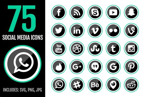 75 Green Social Media Icons Custom Designed Icons ~ Creative Market