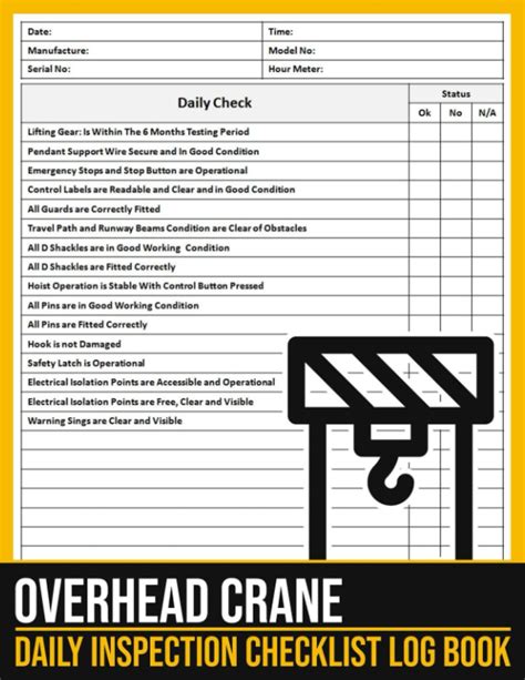 Buy Overhead Crane Daily Inspection Checklist Log Book Overhead Crane