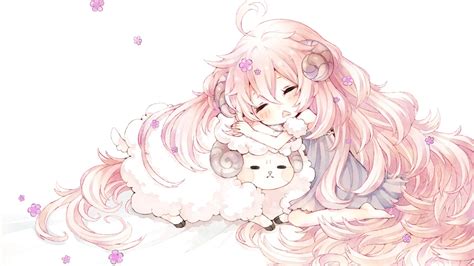 Download 2560x1440 Anime Girl Chibi Cute Sleeping Horns Pink Hair