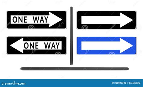 One Way Road Signs And Blank Stock Illustration Illustration Of