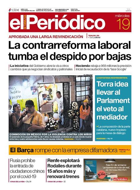 Prensa Hoy Portadas De Los Periódicos Del 19 De Febrero Del 2020