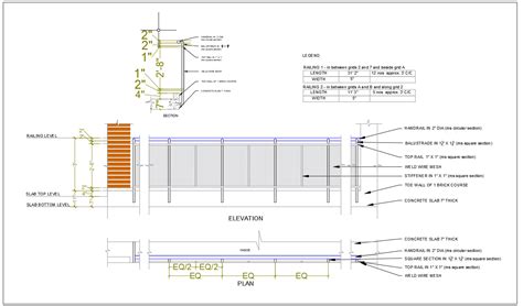 Railing Details For Balcony Its Plan Elevation And Section Balcony