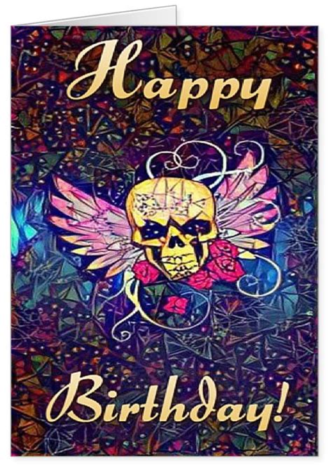 Happy Birthday T Card With Skull And Wings Nz Happy