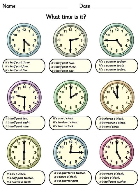 An Image Of Telling Time Worksheet For Kids To Tell Time In The Classroom
