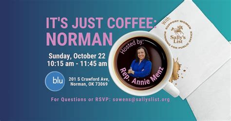 its just coffee norman hosted by rep annie menz blu fine wine and food norman october 22