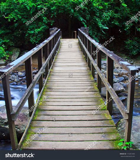 Bridge Over The Waterfall In Forest Stock Photo 115351405 Shutterstock