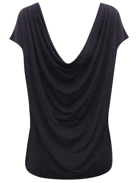 Fat Face Fat Face Black Short Sleeve Cowl Back Top Size M To L