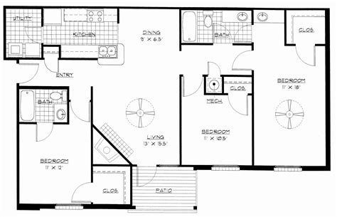 3 Bedroom Floor Plan With Dimensions Pdf Awesome House Designs