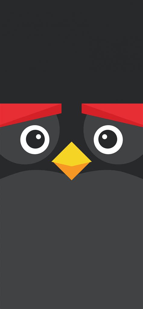 Download Wallpaper 1125x2436 Black Angry Bird Minimal And Dark Iphone