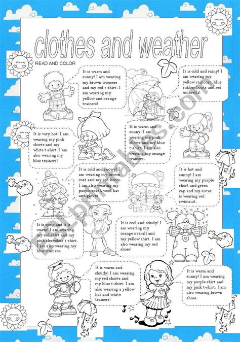 Clothes And Weather Esl Worksheet By Claudiafer