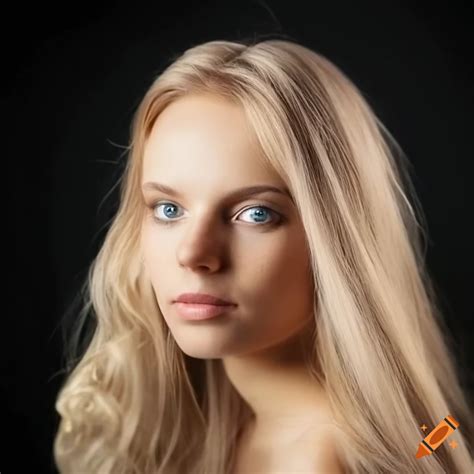 Beautiful Blond Woman With Grey Eyes