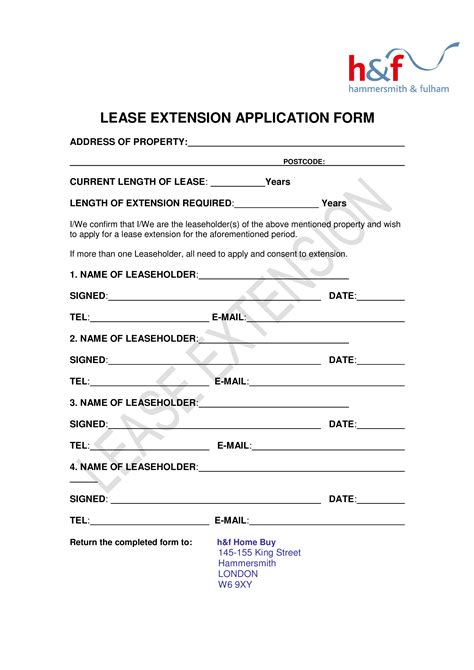 Lease Extension Application Templates At