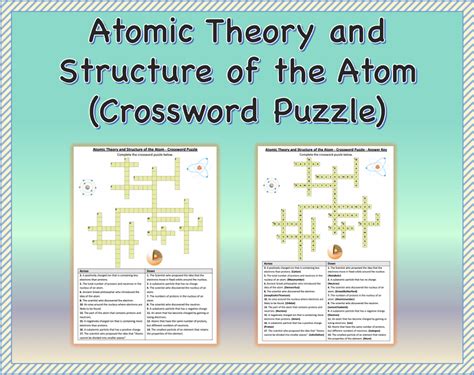 Atomic Theory And Structure Of The Atom Crossword Puzzle Worksheet
