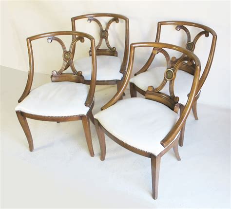 Set Of Four Hollywood Regency Style Leather Chairs For Sale At 1stdibs