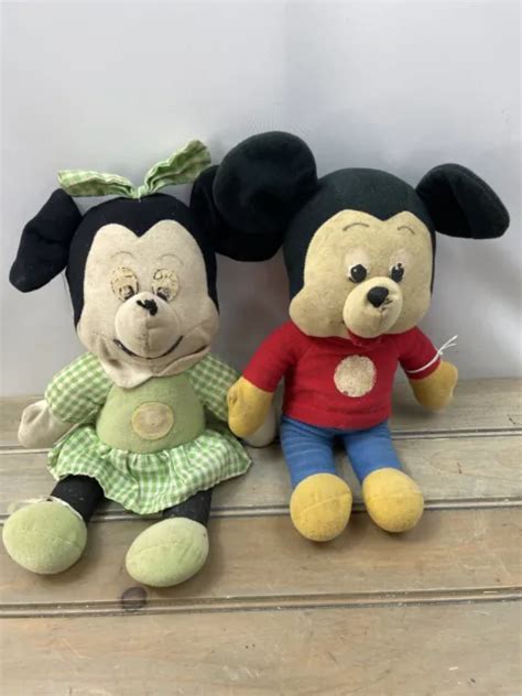 Rare Vintage Mickey And Minnie Mouse 1970s Plush 12” Knickerbocker B2