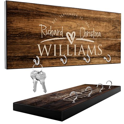 Personalized Key Holder For Wall W 12 Design 3 Wood Options Etsy
