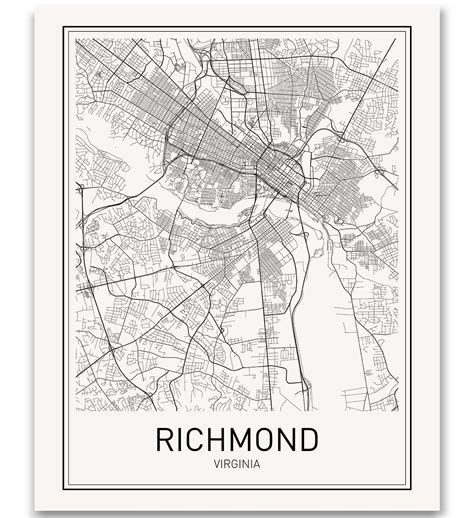 Buy Richmond Poster City Map Posters Richmond Map Virginia Print