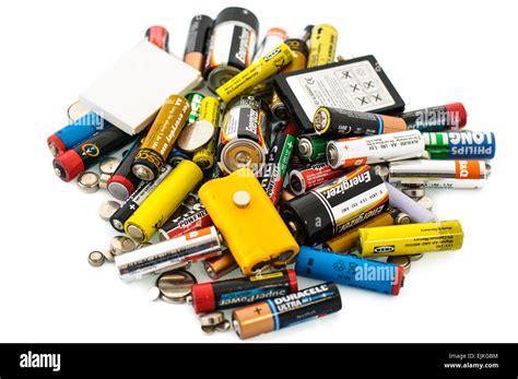 Pile Of Various Batteries Stock Photo Alamy