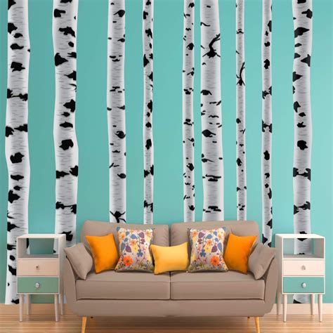Vwaq Birch Trees Wall Decals Forest Stickers Peel And Stick Removable
