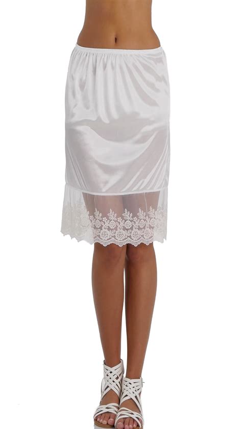 Kleidung And Accessoires White Half Waist Slip Underskirt Knee Length