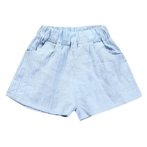 New Summer Children Shorts Kids Boy Girl Solid Cotton Crumpled Casual