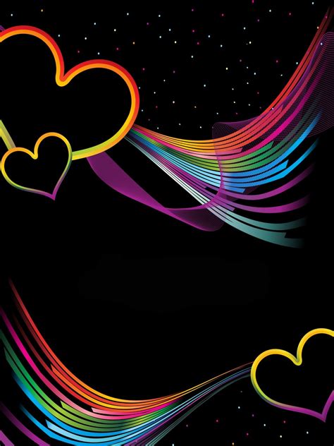 🔥 Free Download Colorful Hearts On Black Backgrounds Elsoar 960x1280