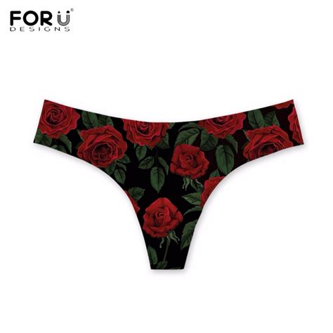 forudesigns pretty red rose floral pattern lady sexy thongs low waist woman panties ultra thin