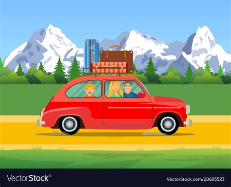 Web Banner On Theme Road Trip Royalty Free Vector Image