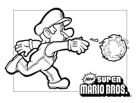 Mario Coloring pages - Black and white super Mario drawings for you to