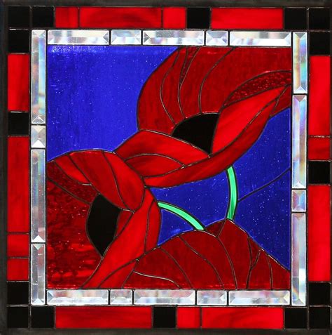 Because You Loved Red Stained Glass Red Poppies Against A Etsy