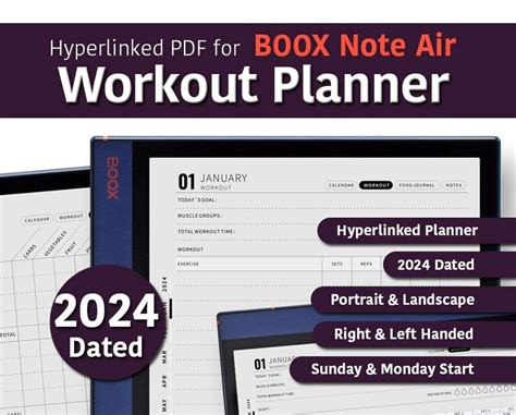 Boox Note Air Templates 2024 Workout Digital Planner Fitness Etsy