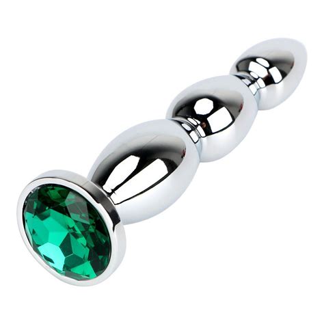 Ikoky Jewel Anal Plug Stainless Steel Metal Anal Beads Long Butt Plug Sex Toys For Womenmen