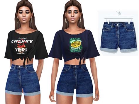 The Sims Resource High Waisted Denim Shorts