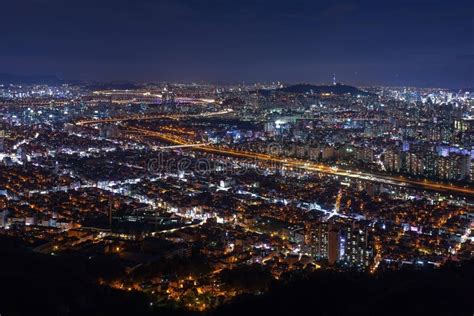 Seoul Cityscape Seoul At Night Skyline And Skyscraper South K Stock