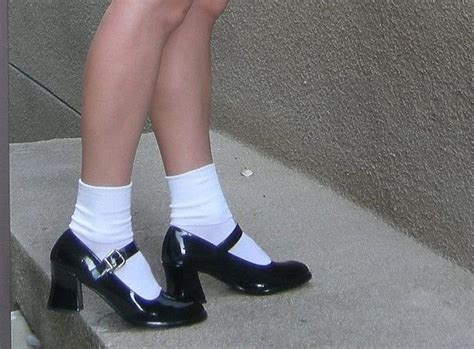 Patent Mary Janes And White Anklets Socks And Heels Fashion Shoes Vintage Shoes