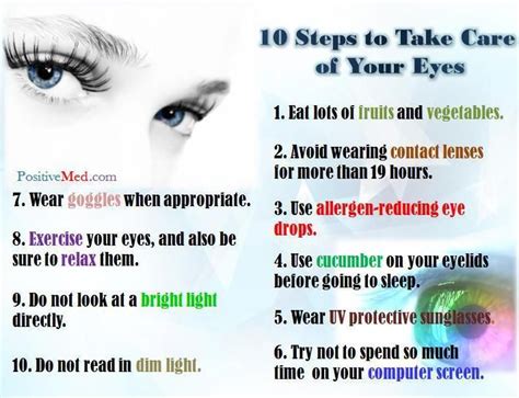 10 Steps To Care For Your Eyes Eye Health Body Health Health Tips