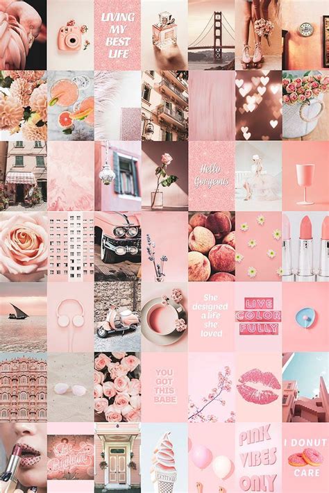 Download Pink Collage Kit Pcs Peach Aesthetic Photo Wall By