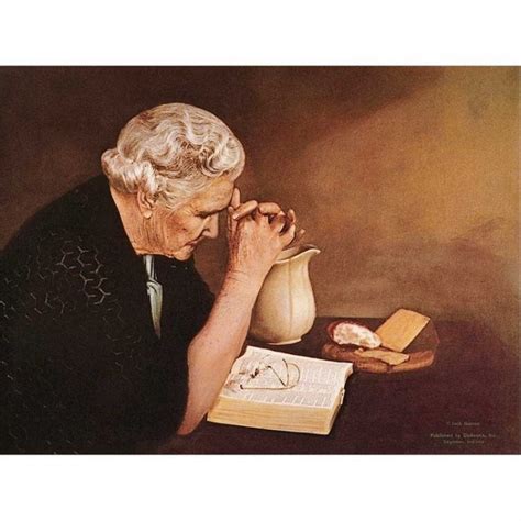 Gratitude Old Woman Praying At Table Mounted Print By Jack Garren